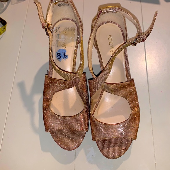 Nine West Shoes Nine West Pink Gold Heels Poshmark
